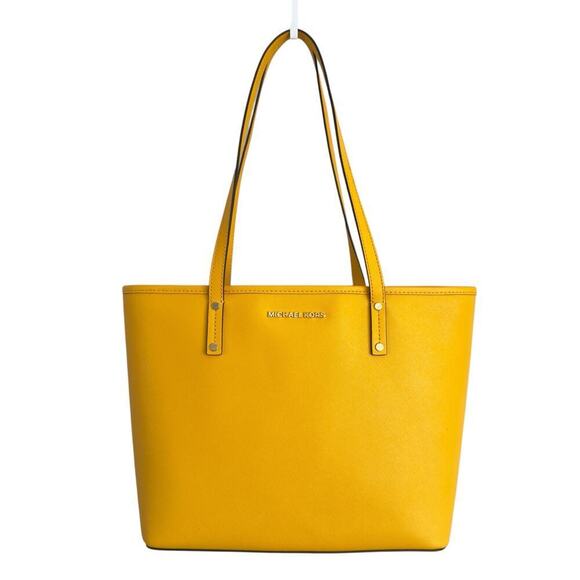 Michael Kors YELLOW Jet Set Tote Medium Travel MD TZ Jasmine Saffiano Leather - Picture 1 of 10